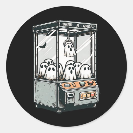 Pak een Ghost Claw Machine Arcade Grappig Hallowee Ronde Sticker (Voorkant)