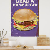 Pak een Hamburger Vintage Voedselposter. Poster (Keuken)