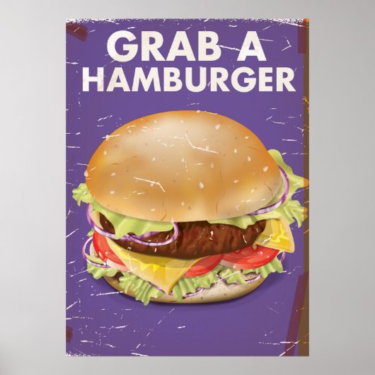 Pak een Hamburger Vintage Voedselposter. Poster (Voorkant)