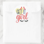 Pak het, meid! Vrouw empowerment Ronde Sticker (Tas)