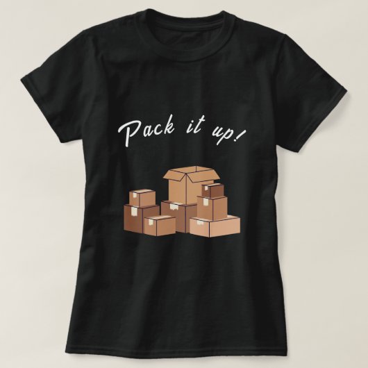 Pak het verhuisdozen in t-shirt (Design voorkant)