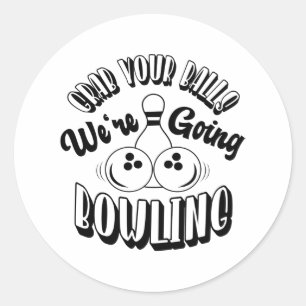 Pak je ballen. We gaan bowlen. Ronde Sticker
