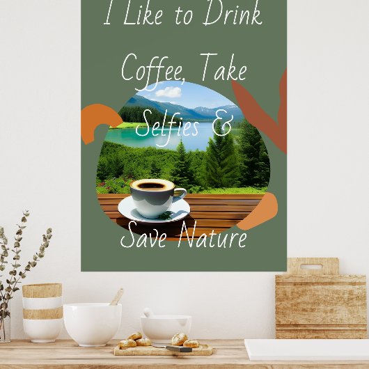 Pak je cafeïneharde machine en vang het moment op! poster (Keuken)