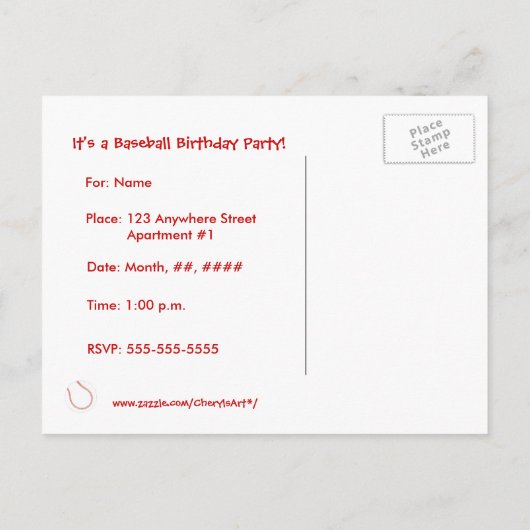 Pak je handschoen Baseball Birthday Party uitnodig Uitnodiging Briefkaart (Achterkant)