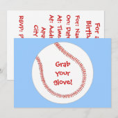 Pak je handschoen, honkbal verjaardagsuitnodiginge kaart (Voorkant / Achterkant)