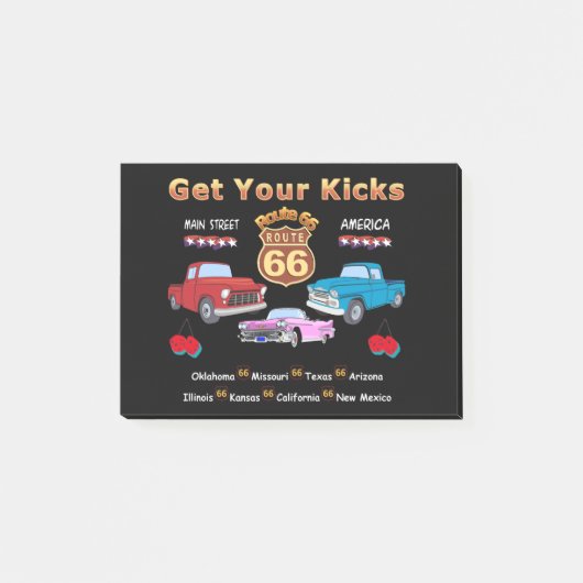 Pak je kicks. Route 66 t-shirts en giften Post-i Post-it® Notes (Voorkant)