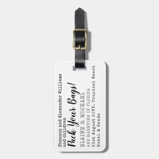 PAK JE KOFFER! Unieke Save The Date Bestemming Bagagelabel (Voorkant verticaal)