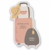 Pak Je Koffers Bagage Bestemming Bachelorette Sticker (Voorkant)