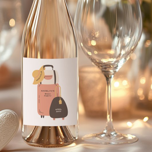 Pak Je Koffers Bagage Bestemming Bachelorette Wijn Etiket