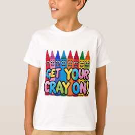 Pak je potlood aan! Happy Cartoon Crayons Art T-shirt