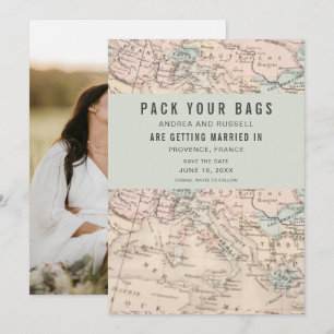 Pak je spullen op de Europa-kaart Save The Date