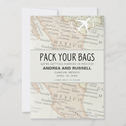 Pak je tassen Mexico bruiloft Save The Date (Voorkant)