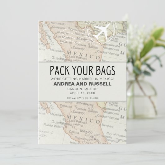 Pak je tassen Mexico bruiloft Save The Date (Staand voorkant)