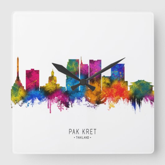 Pak Kret Thailand Skyline Vierkante Klok (Voorkant)