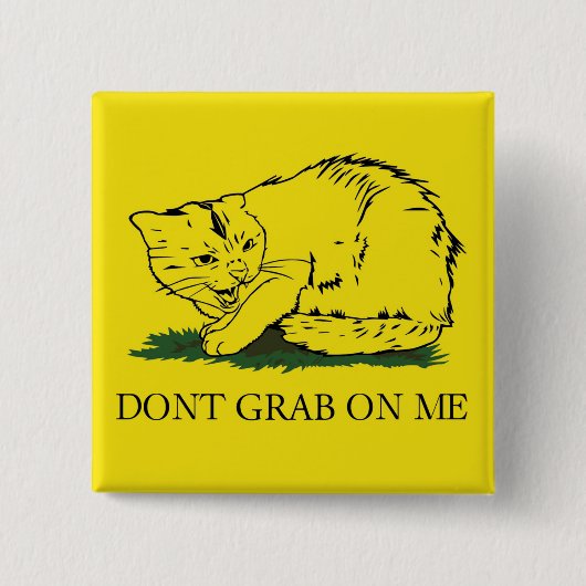 Pak me niet aan knoop vierkante button 5,1 cm (Voorkant)