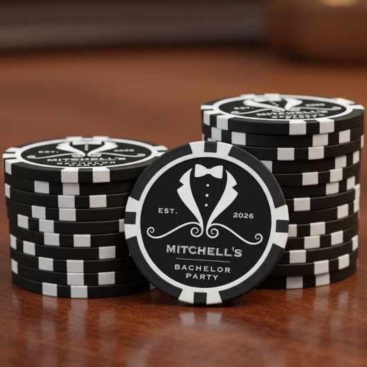 Pak Tuxedo Das Zwart Bruiloft Verloofde Jonggezell Poker Chips