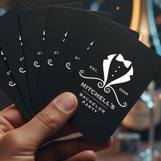 Pak Tuxedo Pakkebruidegom Zwart Trouwen Pokerkaarten