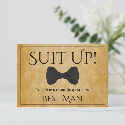 Pak up Be My Best Man Faux Perkament Kaart (Staand voorkant)