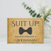 Pak up Be My Groomsman Faux Perkament Kaart (Staand voorkant)