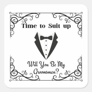 Pak up Groomsman voorstel Stijlvolle moderne chiqu Vierkante Sticker