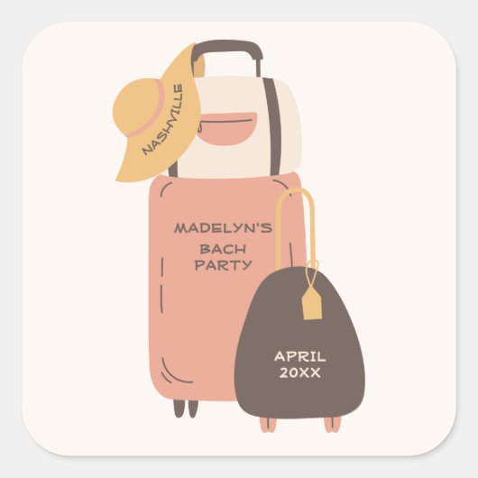 Pak uw bagage bestemming Bachelorette Vierkante Sticker (Voorkant)