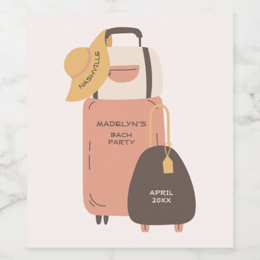 Pak uw bagage bestemming Bachelorette Wijn Etiket (Enkel label)
