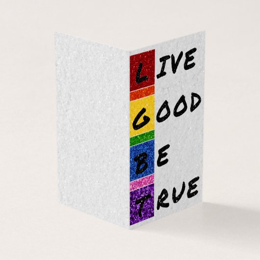 Pak van 25 LGBT Glitter Live Good Be True Kaart (Buitenkant)