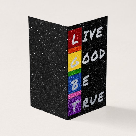 Pak van 25 LGBT Glitter Live Good Be True Kaart (Buitenkant)