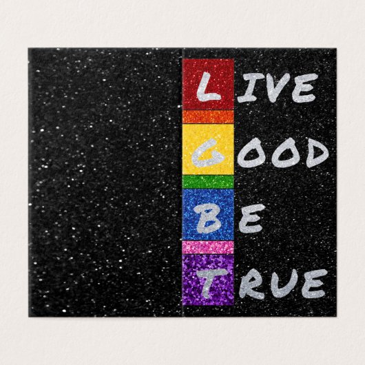 Pak van 25 LGBT Glitter Live Good Be True Kaart (Buitenkant ongevouwen)