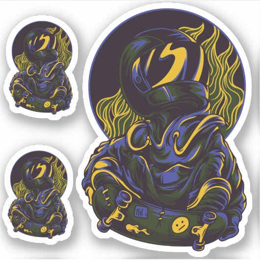 Pak van 3 Spaceman Sticker (Voorkant)