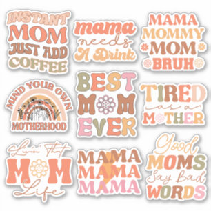 Pak van Grappig Sinaasappel Retro Moeder Quote Vin Sticker