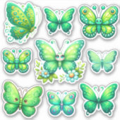Pak van levendige groene vlinders sticker (Voorkant)