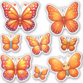 Pak van levendige oranje vlinders sticker