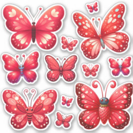 Pak van levendige rode vlinders sticker