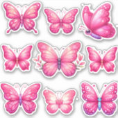 Pak van levendige roze vlinders sticker (Voorkant)