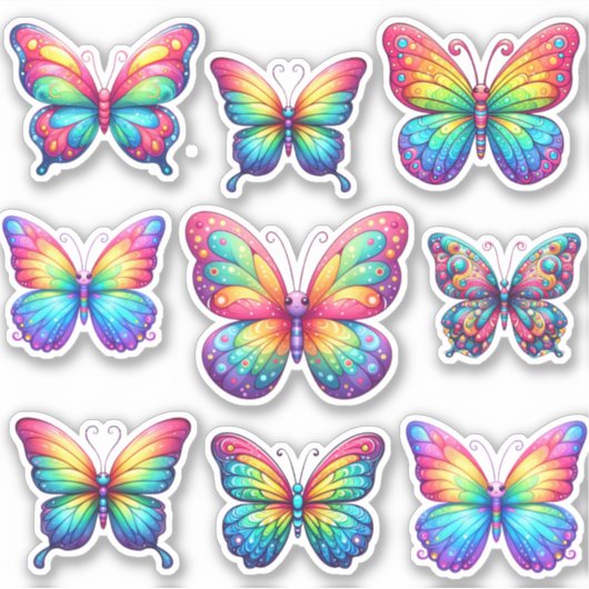 Pak van regenboogvlinders sticker (Voorkant)