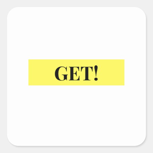 Pak! Zwarte tekst op gele rechthoek Sticker (Voorkant)