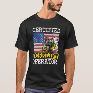 Pakhuis American Flag Forklift Certified Forklif T-shirt