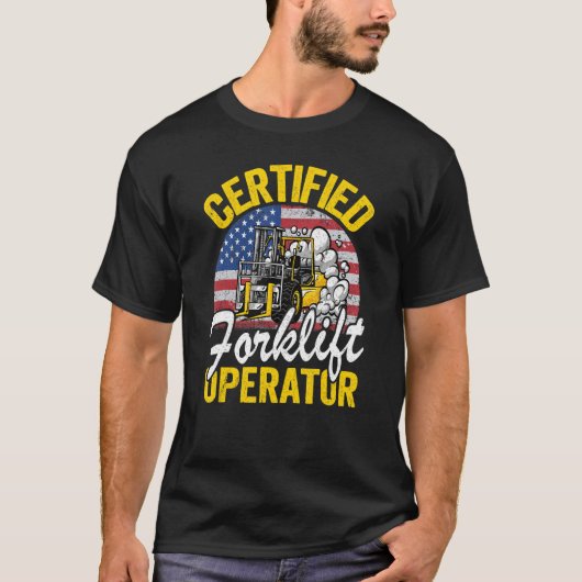 Pakhuis American Flag Forklift Certified Forklif T-shirt (Voorkant)