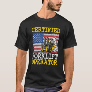 Pakhuis American Flag Forklift Certified Forklif T-shirt