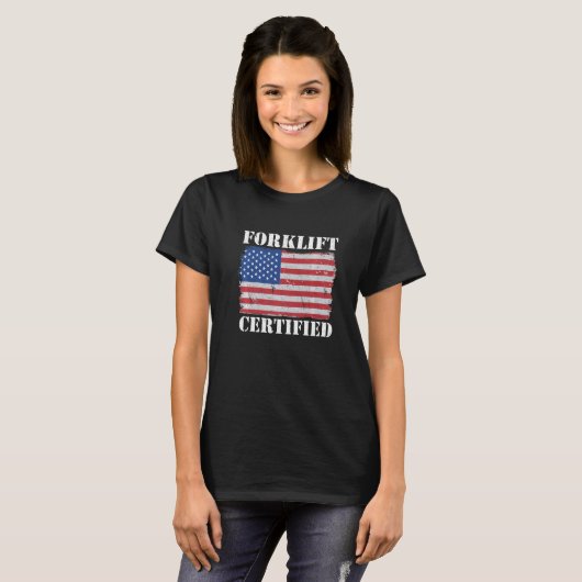 Pakhuis American Flag Forklift Operator Forklift T-shirt (Voorkant volledig)