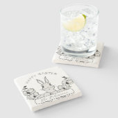 Pakhuis Pasen Bunny Magnolia Flower Stenen Onderzetter (Zijkant)