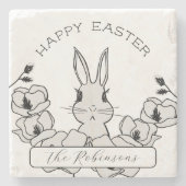 Pakhuis Pasen Bunny Magnolia Flower Stenen Onderzetter (Voorkant)