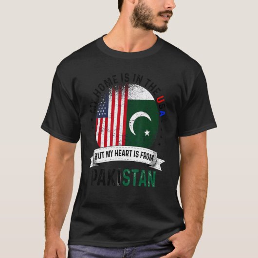 Pakistaans-Amerikaans patriothart komt uit Pakista T-shirt (Voorkant)