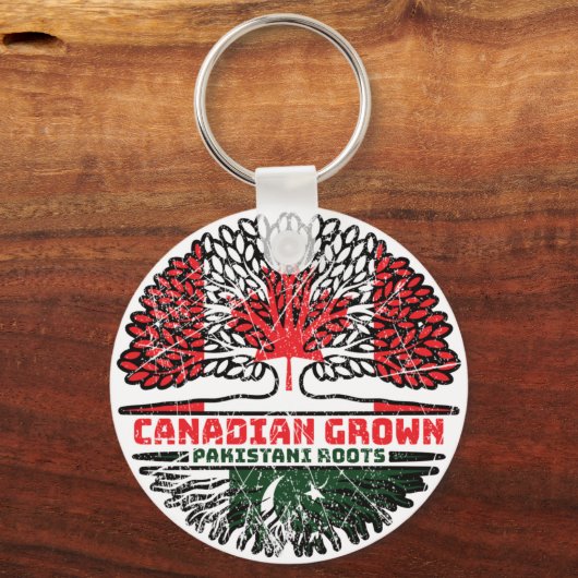 Pakistaans Pakistaans Canada Tree Roots Flag Sleutelhanger (Achterkant)