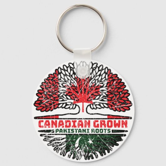 Pakistaans Pakistaans Canada Tree Roots Flag Sleutelhanger (Achterkant)