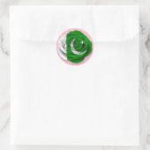 Pakistaans Roos Vlag op Roze Ronde Sticker (Tas)