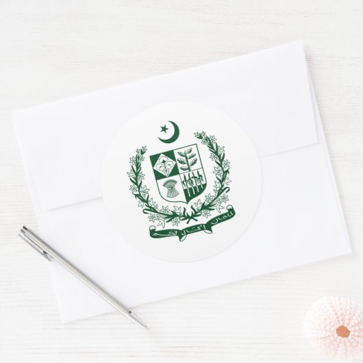 Pakistaans staatsembleem, Pakistan Ronde Sticker (Envelop)