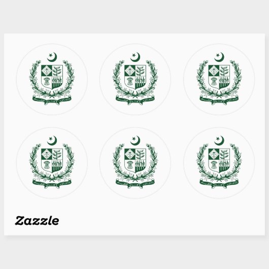Pakistaans staatsembleem, Pakistan Ronde Sticker (Vel)