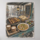 Pakistaanse BBQ-straatvoedselkar Poster (Voorkant)